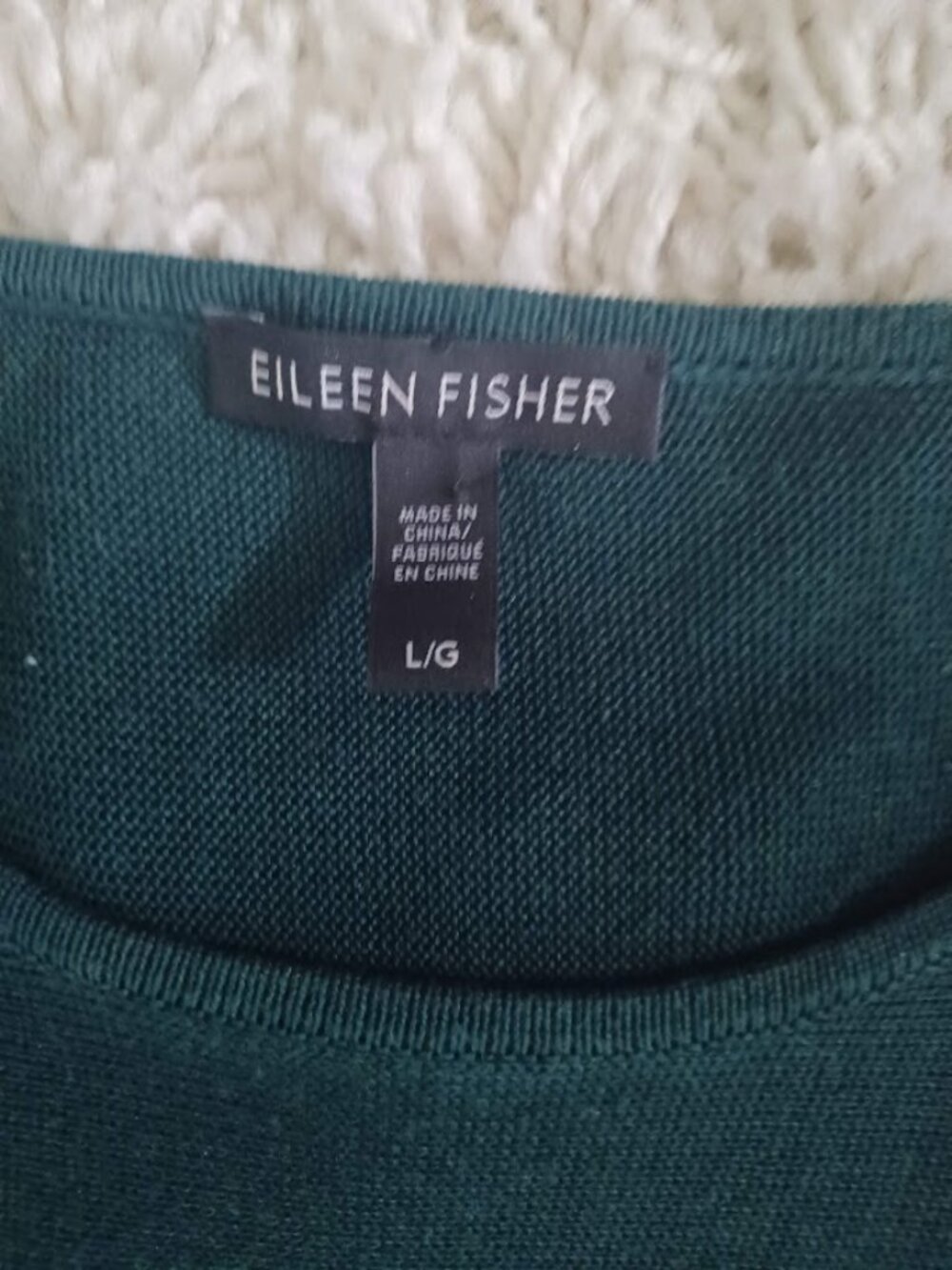 Eileen Fisher L Green Tencel Silk Knit Tunic Sweater Long Sleeve A-Line Top